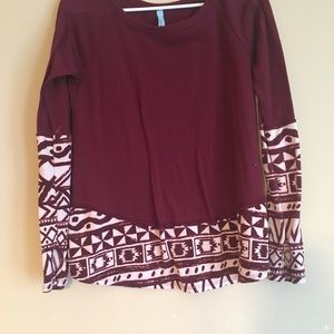 Loila Burgundy Aztec Shirt Small